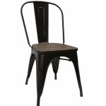 High Back Tolix Chair With Wooden Seat