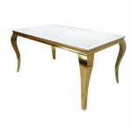 White Wood Top Table with Gold Legs