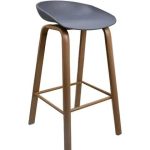 Blake Bar Chair With Oak Finish Metal Legs